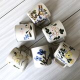 Set of 6 antique ceramic cups / mugs, refined floral patterns Made in China
