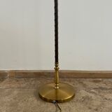 Danish Mid-Century Leather and Brass Adjustable Floor Lamp
