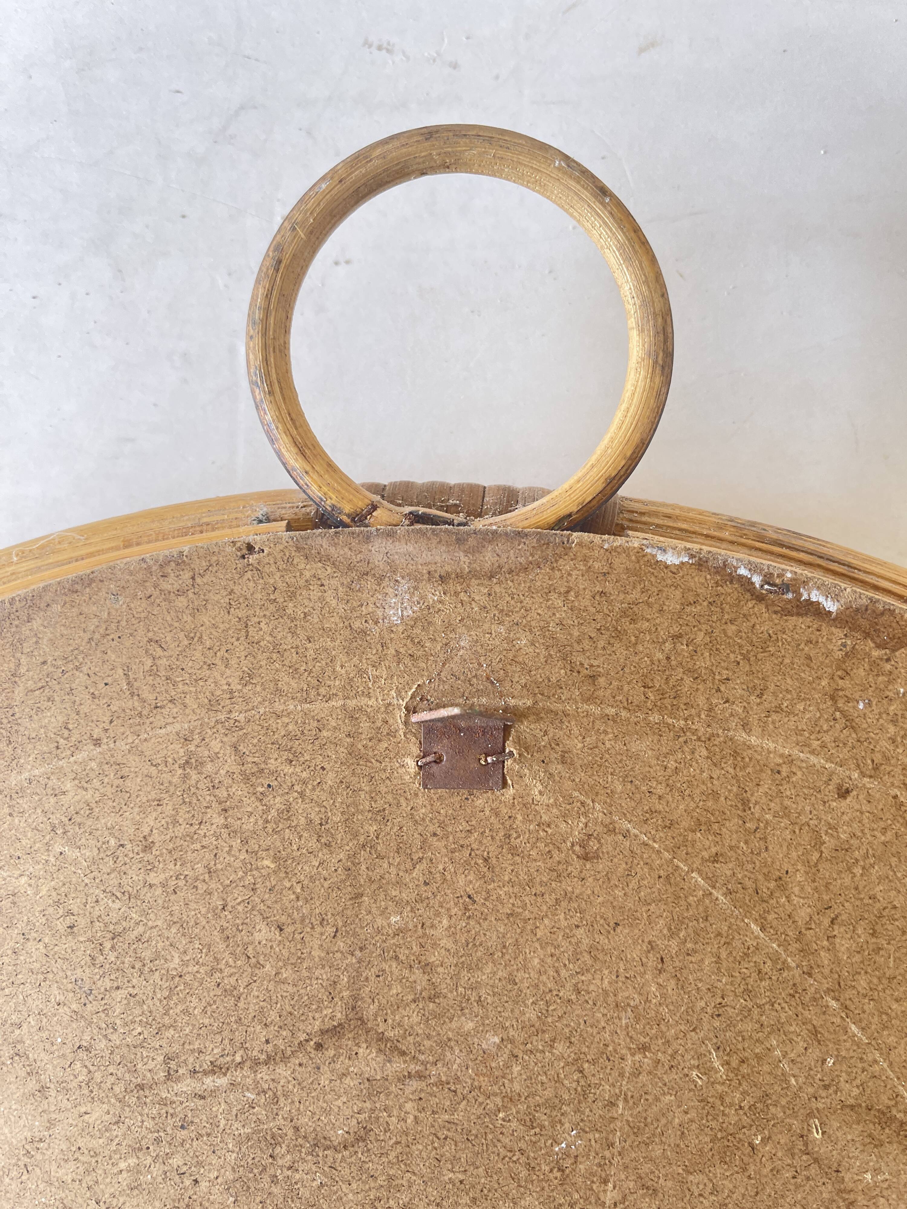 vintage round rattan mirror