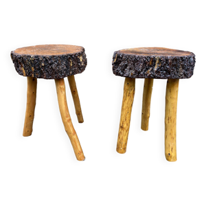 Paire tabourets - ferme bois