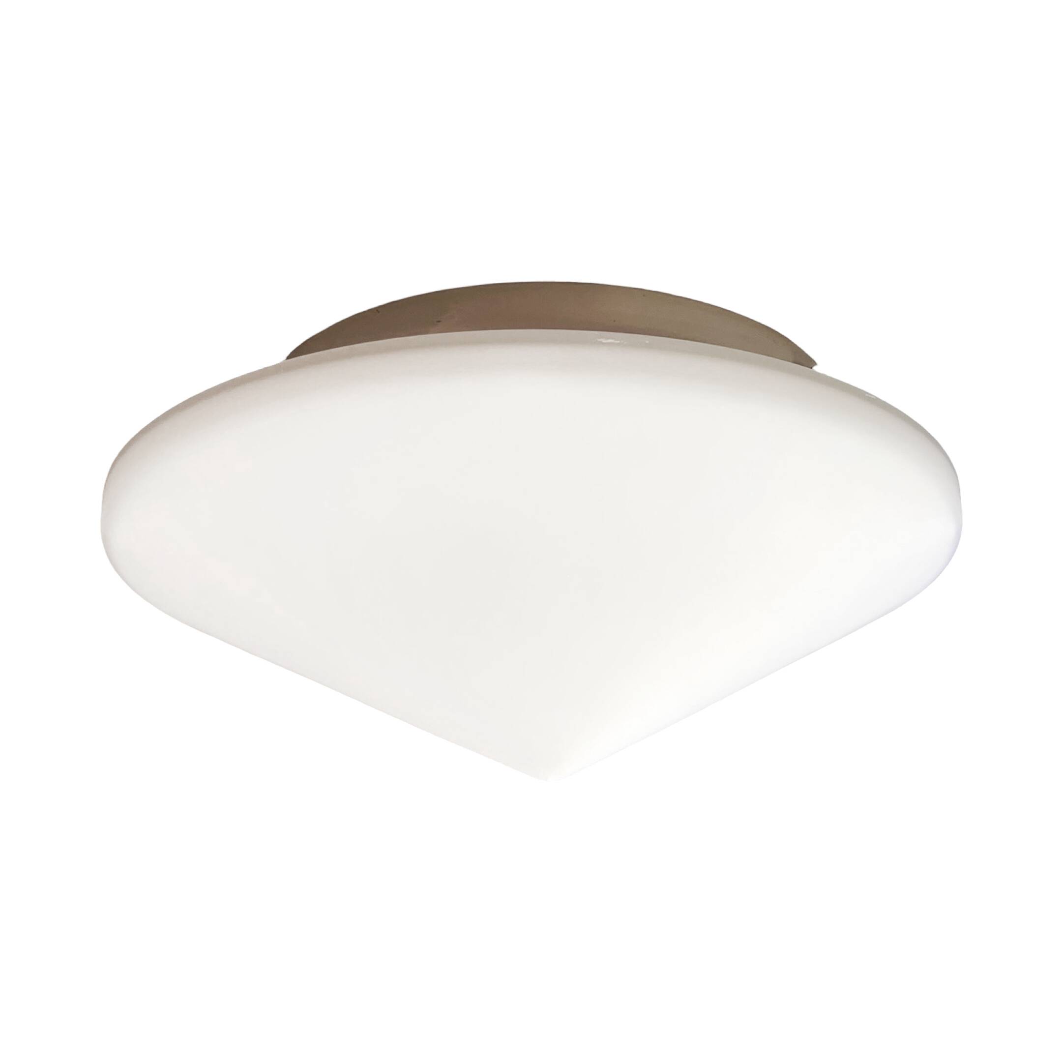 Round white glass ceiling lamp, Penko Pieńsk, Poland 1970s