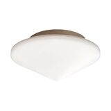 Round white glass ceiling lamp, Penko Pieńsk, Poland 1970s