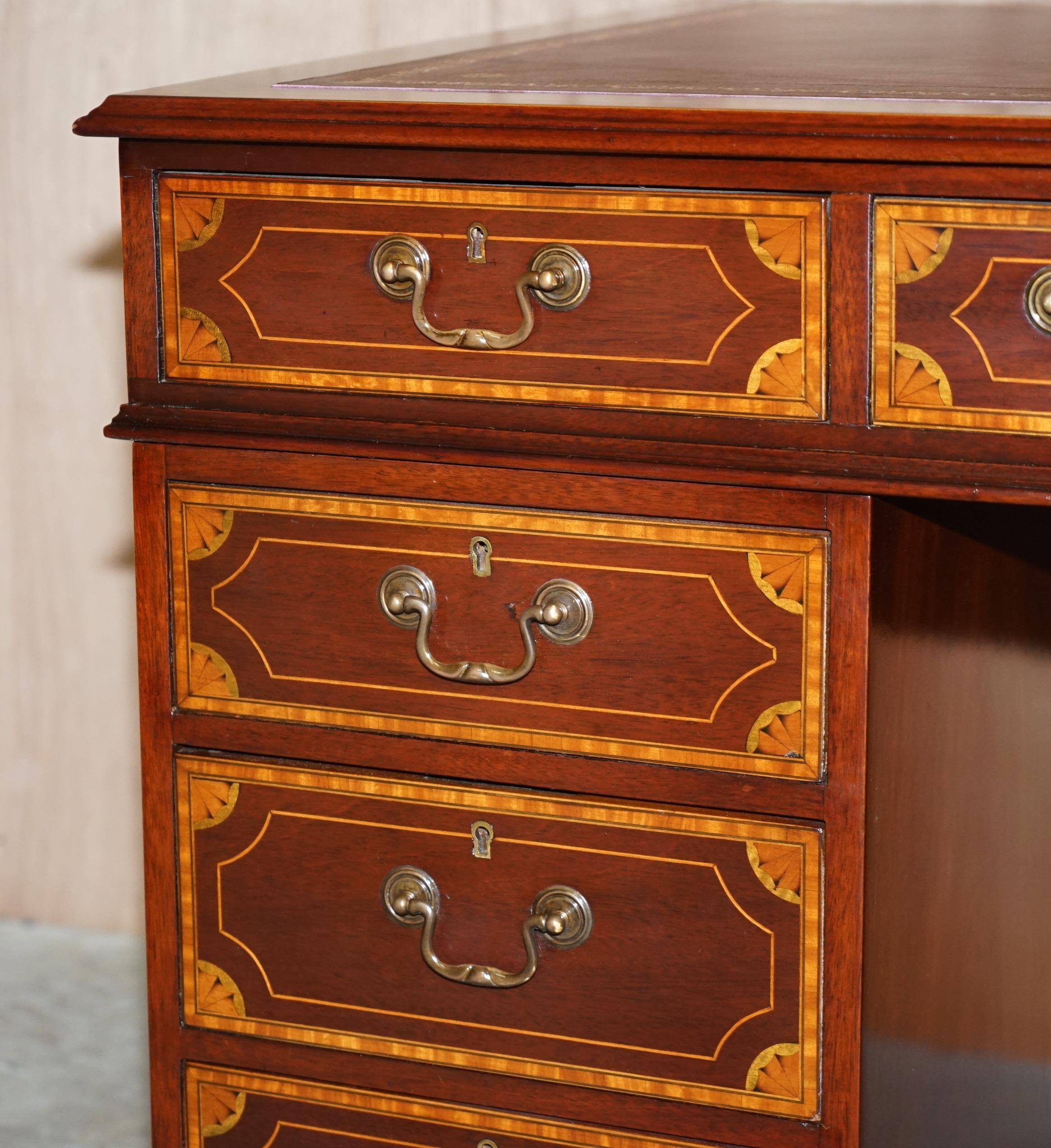 Sheraton desk restored Victorian leather