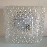 Vintage 60-70s structured glass square ceiling light