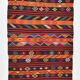Orange & Black Wide Kilim Runner Rug, 119x371Cm