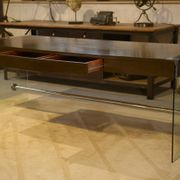 Desk design in melamine, glass and chrome 1980s