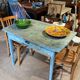 Farmhouse table green patina