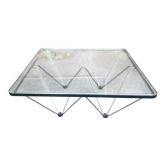 Coffee Table in Chromed Iron with Glass Top Alanda Style by Paolo Piva, 1970s