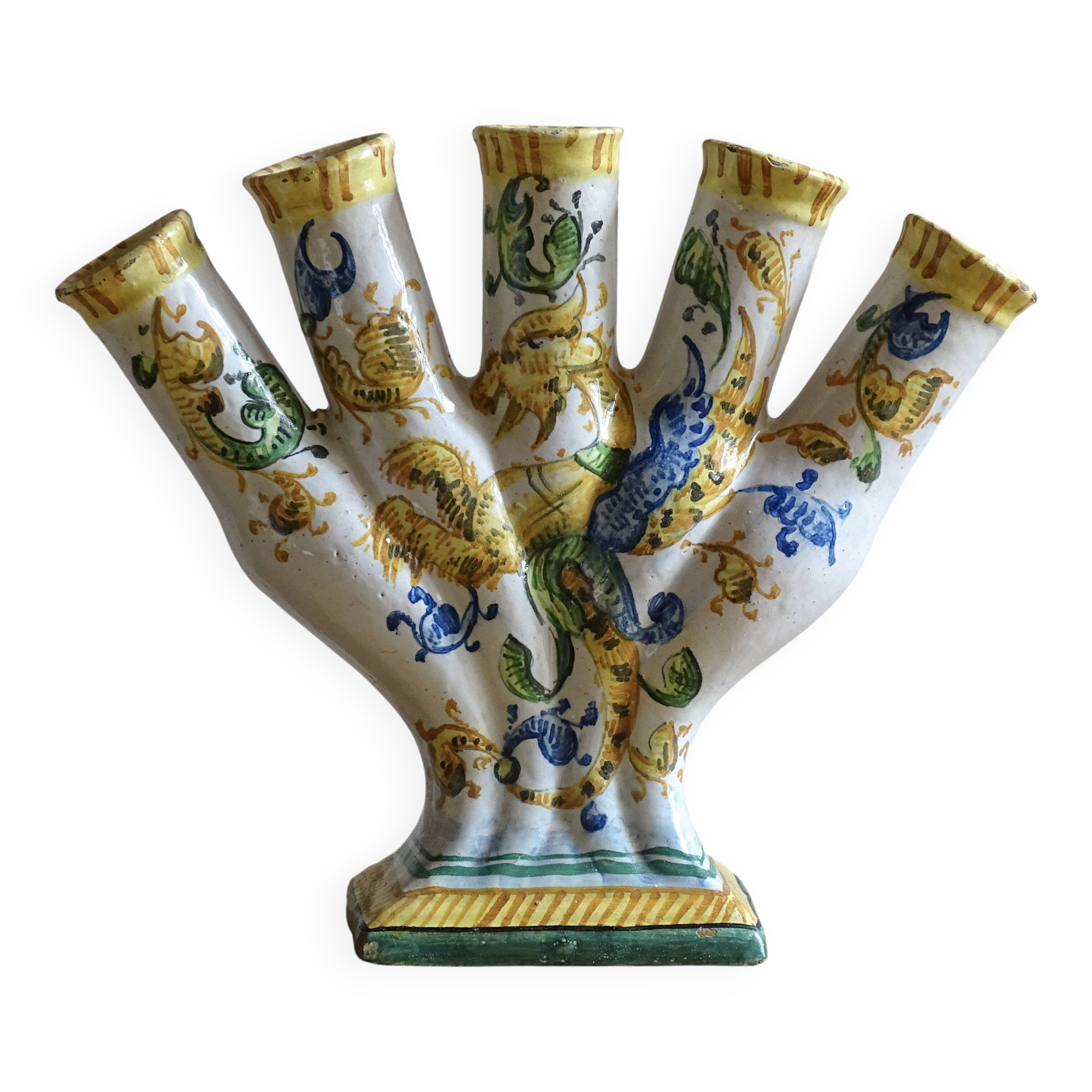 Italian Maiolica Ceramic Tulip Vase or Tulipière