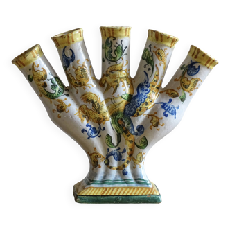 Italian Maiolica Ceramic Tulip Vase or Tulipière