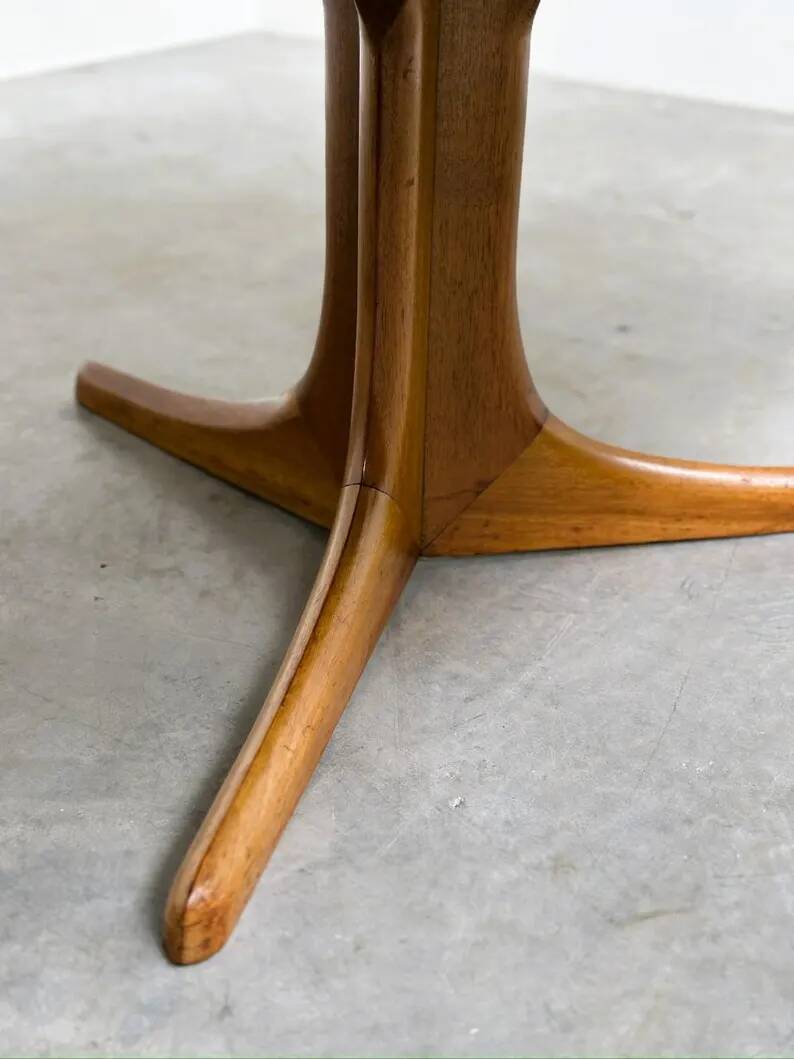 Vintage Wooden Coffee Table with Engraved Brass Top – 1970s