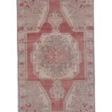 Mid century flatweave large overdyed oriental turkey oushak rug 4'11'' x 7'3''