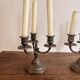 Pair of 3-Light Candelabra Silver Metal Louis XIV Regency Style