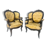 Suite de quatre fauteuils Napoléon III style Louis XV en palissandre XX siè