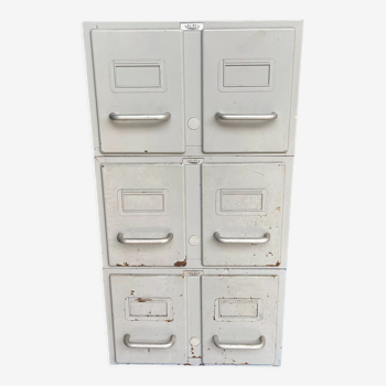 Set of 3 industrial lockers with 2 stackable drawers