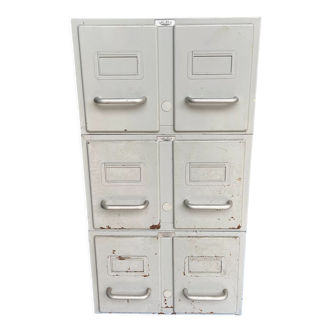 Set of 3 industrial lockers with 2 stackable drawers