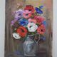 Oil on panel vintage painting Summer bouquet