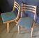 Paire de chaises pieds compas années 60 restaurées
