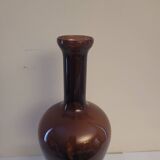 Amber glass soliflore vase on crystal base - Art glass from the years