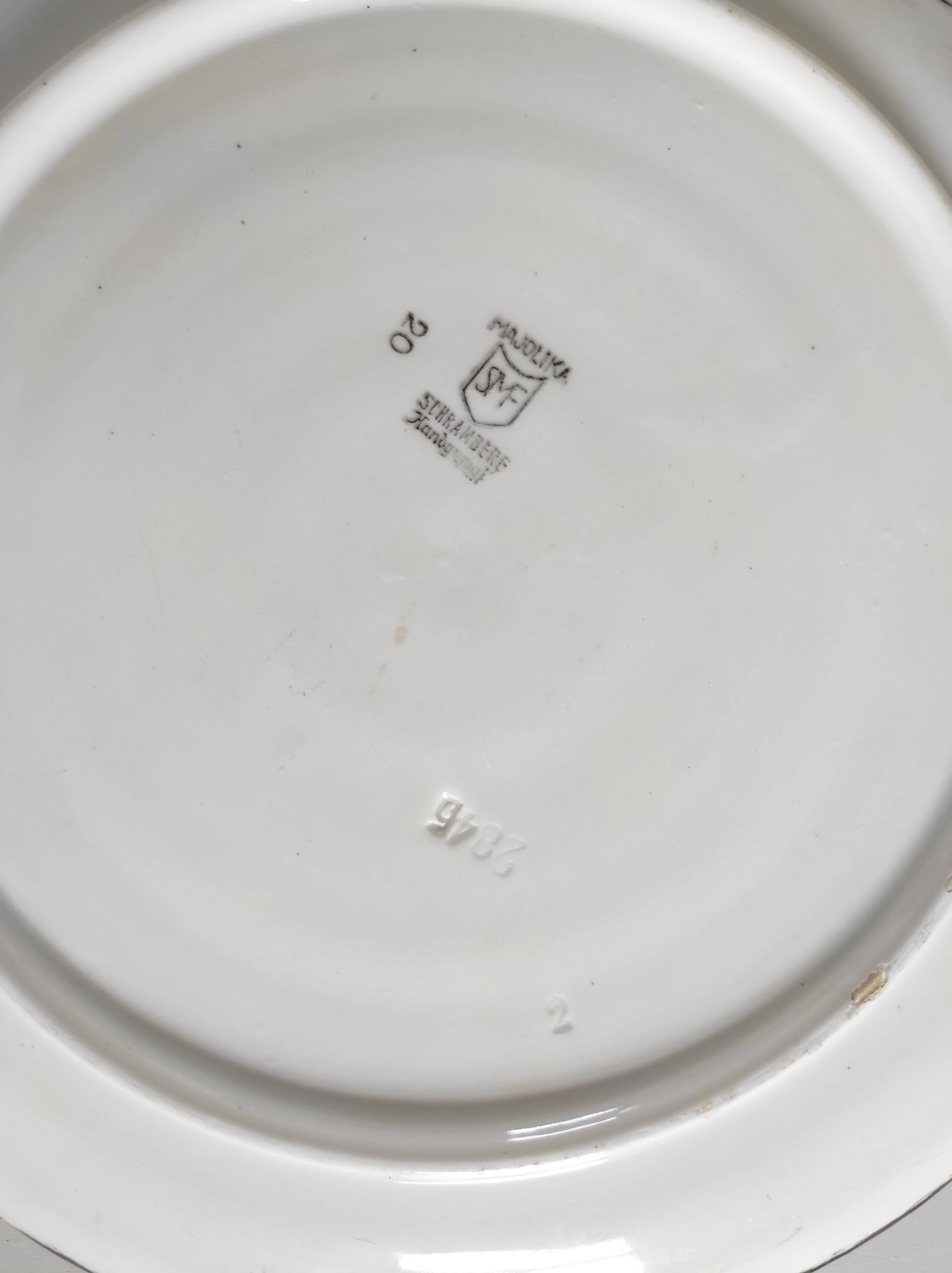 Two Schramberg Majolika painted flower dishes