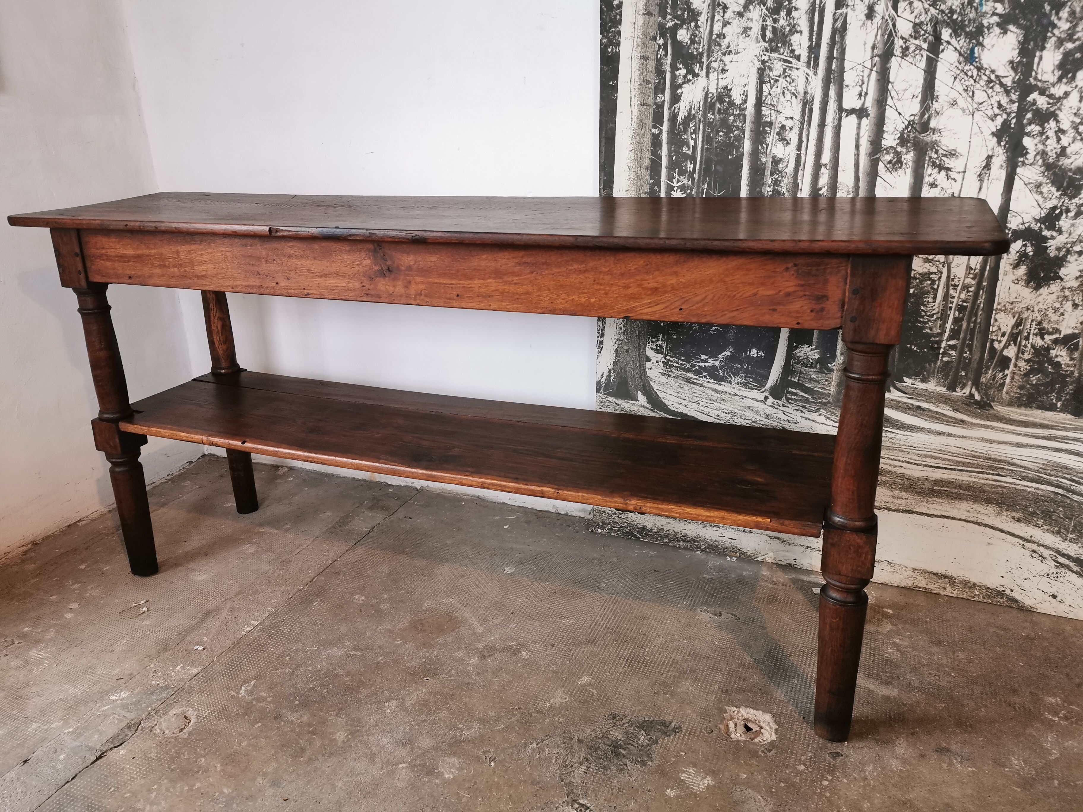 Draper table, oak wood console