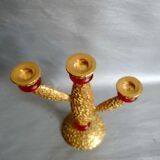 Candle holder in gilded bronze and resin by Richard Lauret for Fondica. France 1990s