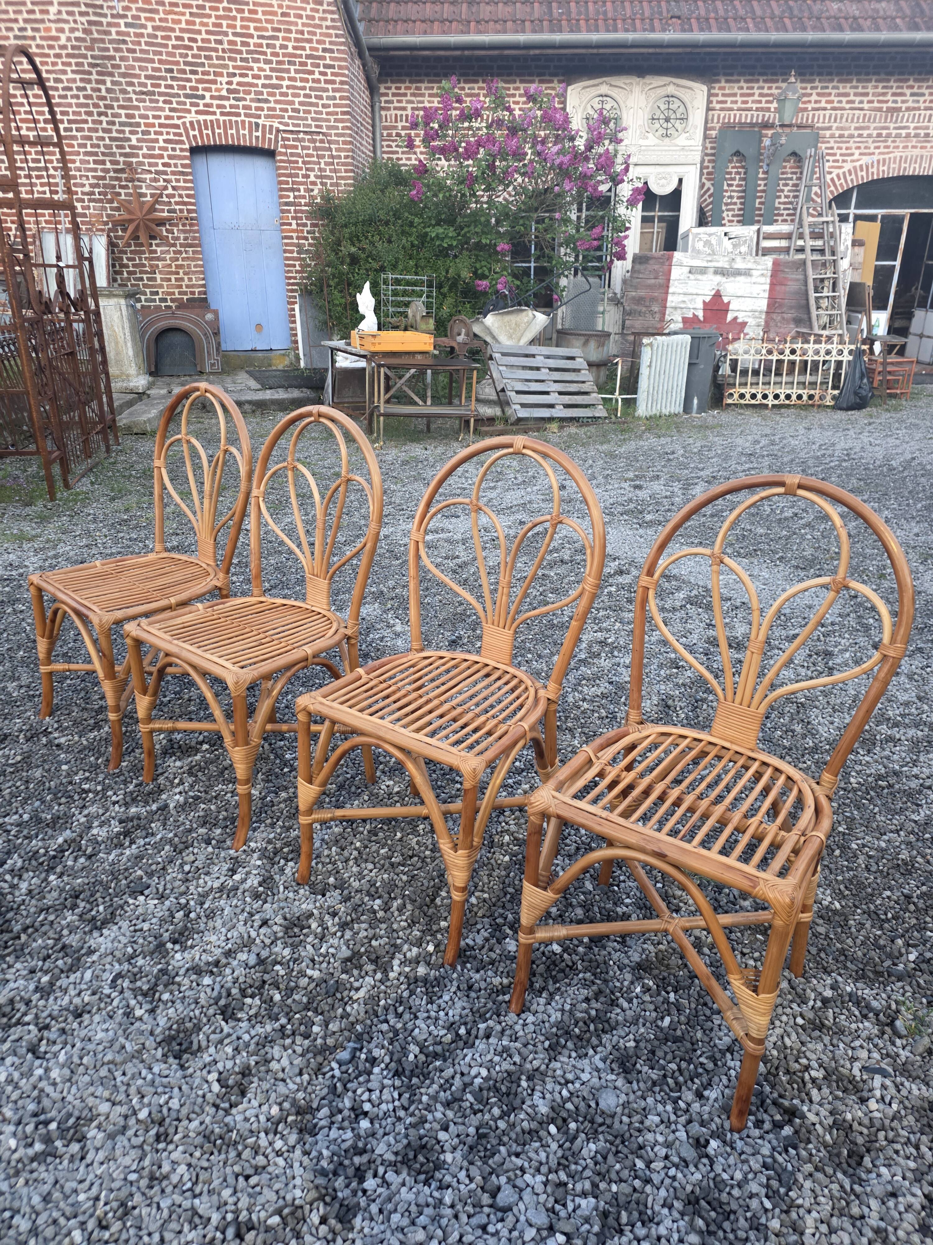 4 rattan chairs from the 1970s