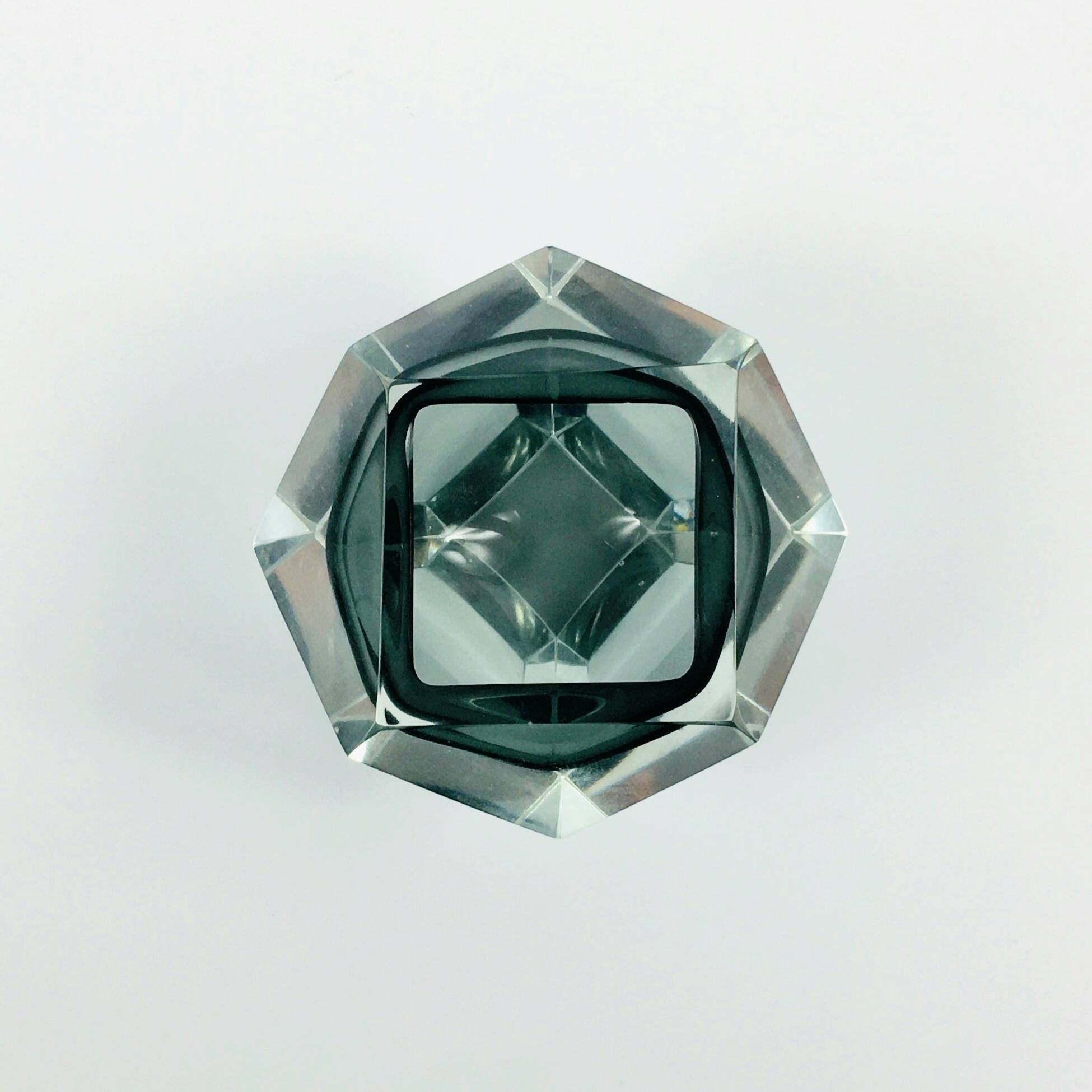 Diamond-Shaped Murano Glass Catchall by F. Poli for Seguso, Italy, 1970s