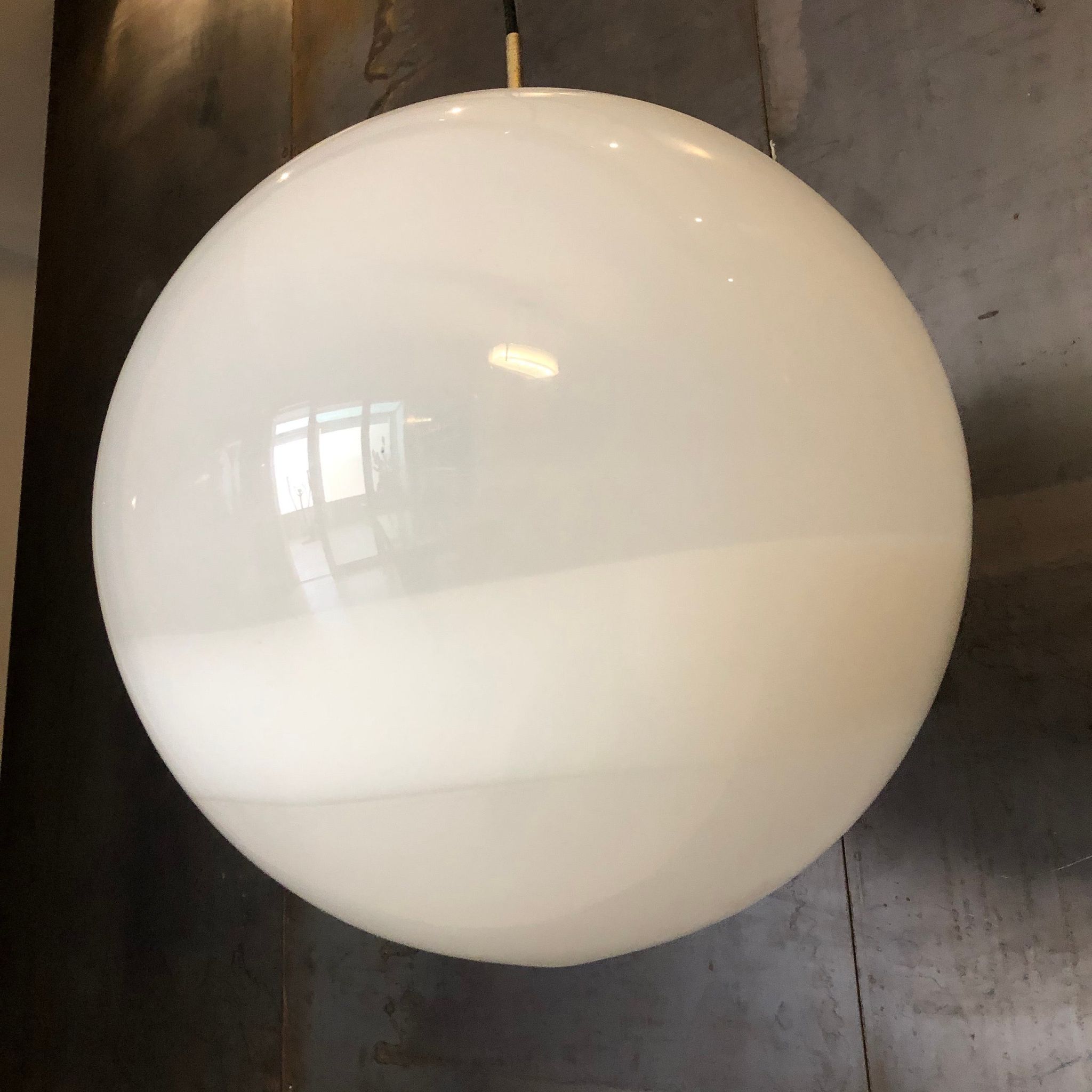 Midcentury Large Chrome and White Murano Glass Sphere by Mazzega, Italy, 1960s