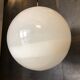 Midcentury Large Chrome and White Murano Glass Sphere by Mazzega, Italy, 1960s