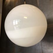 Midcentury Large Chrome and White Murano Glass Sphere by Mazzega, Italy, 1960s