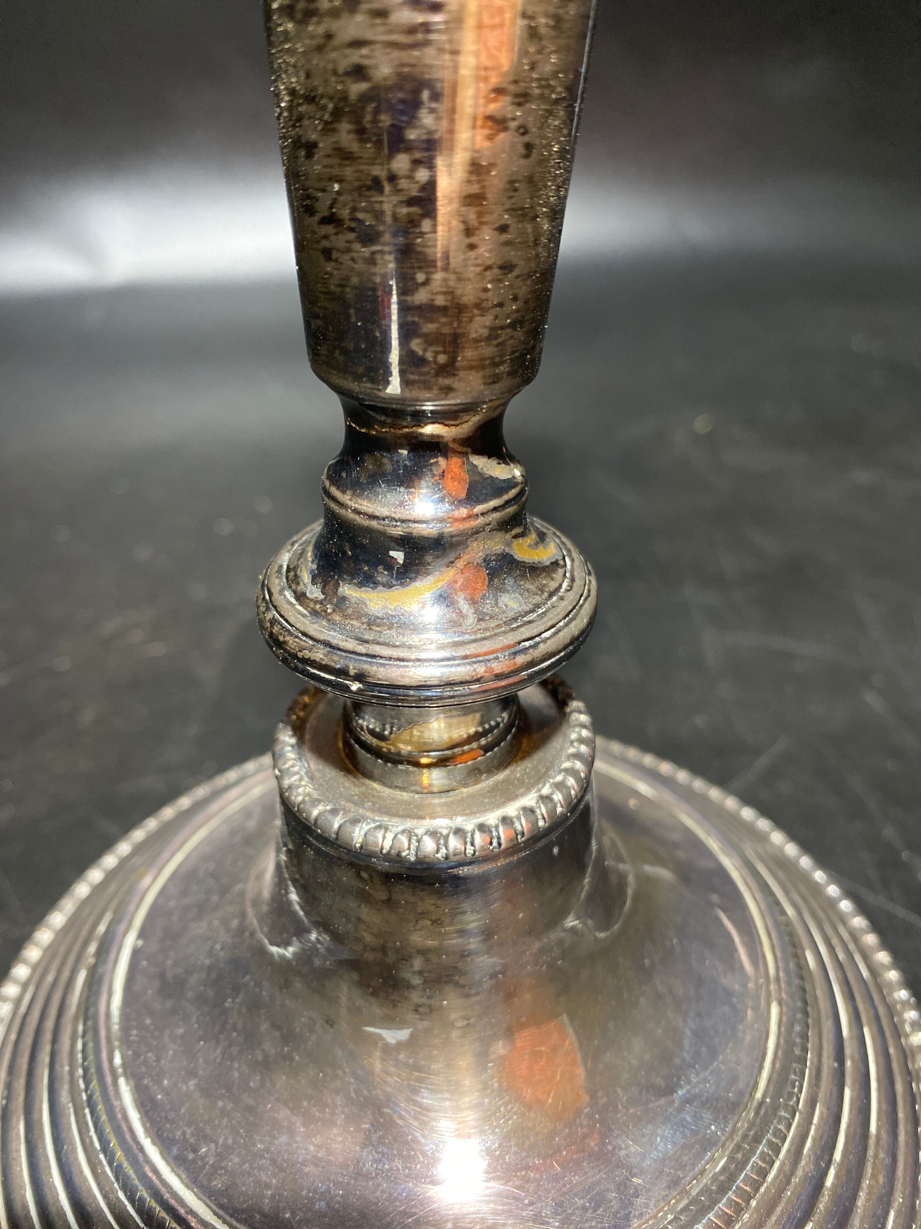 Silver metal candle holder
