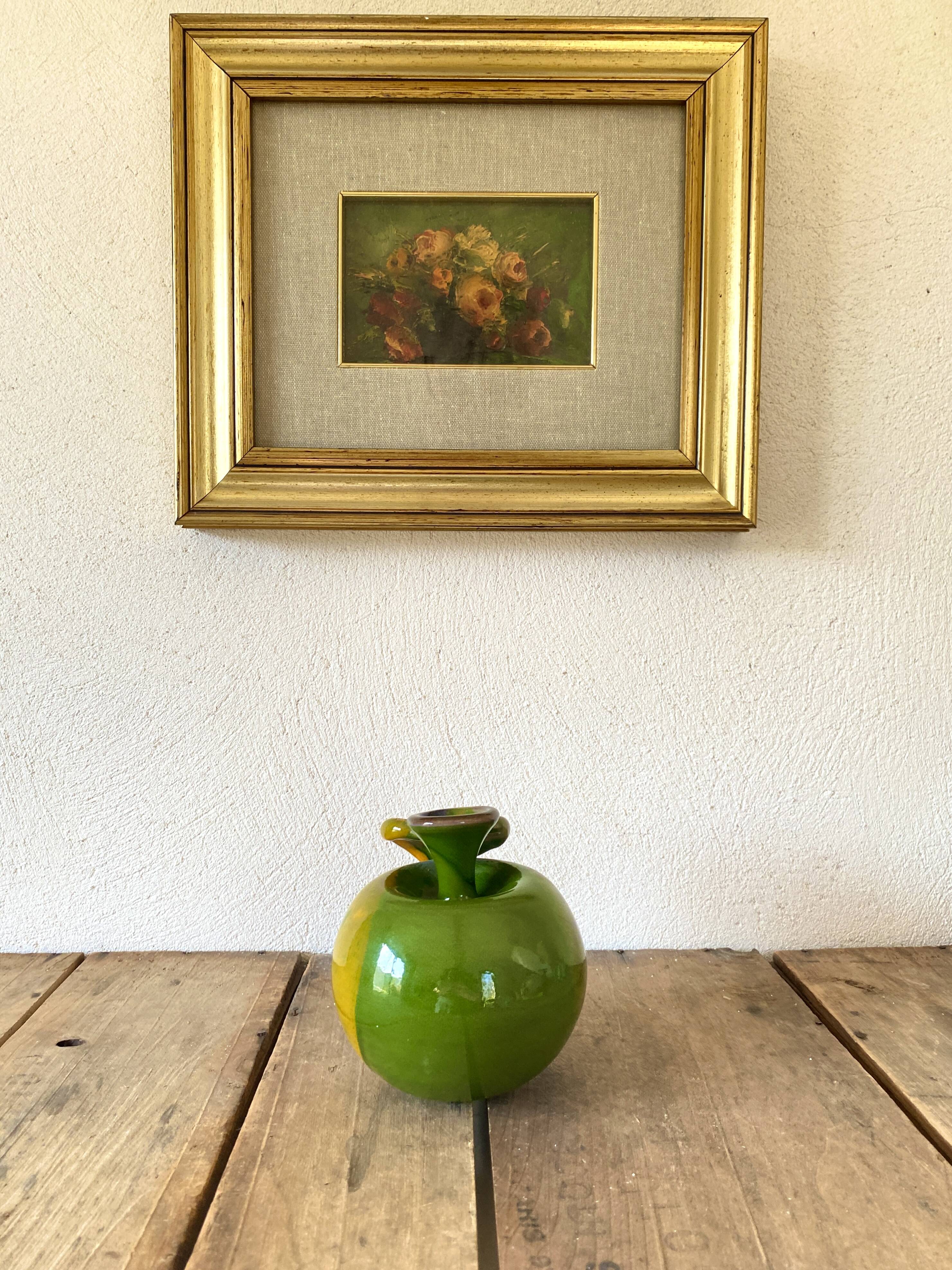 Still life oil, glazed wooden frame