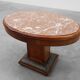 Oval Art Deco Side Table in Walnut with Marble Top by De Coene, Belgium