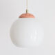 Vintage pendant lamp from milkglass lampshade with pink detail