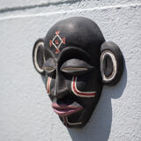 African ceramic mask Chokwe mwana pwo, pottery, wall decoration, signed mask, collection, 50's