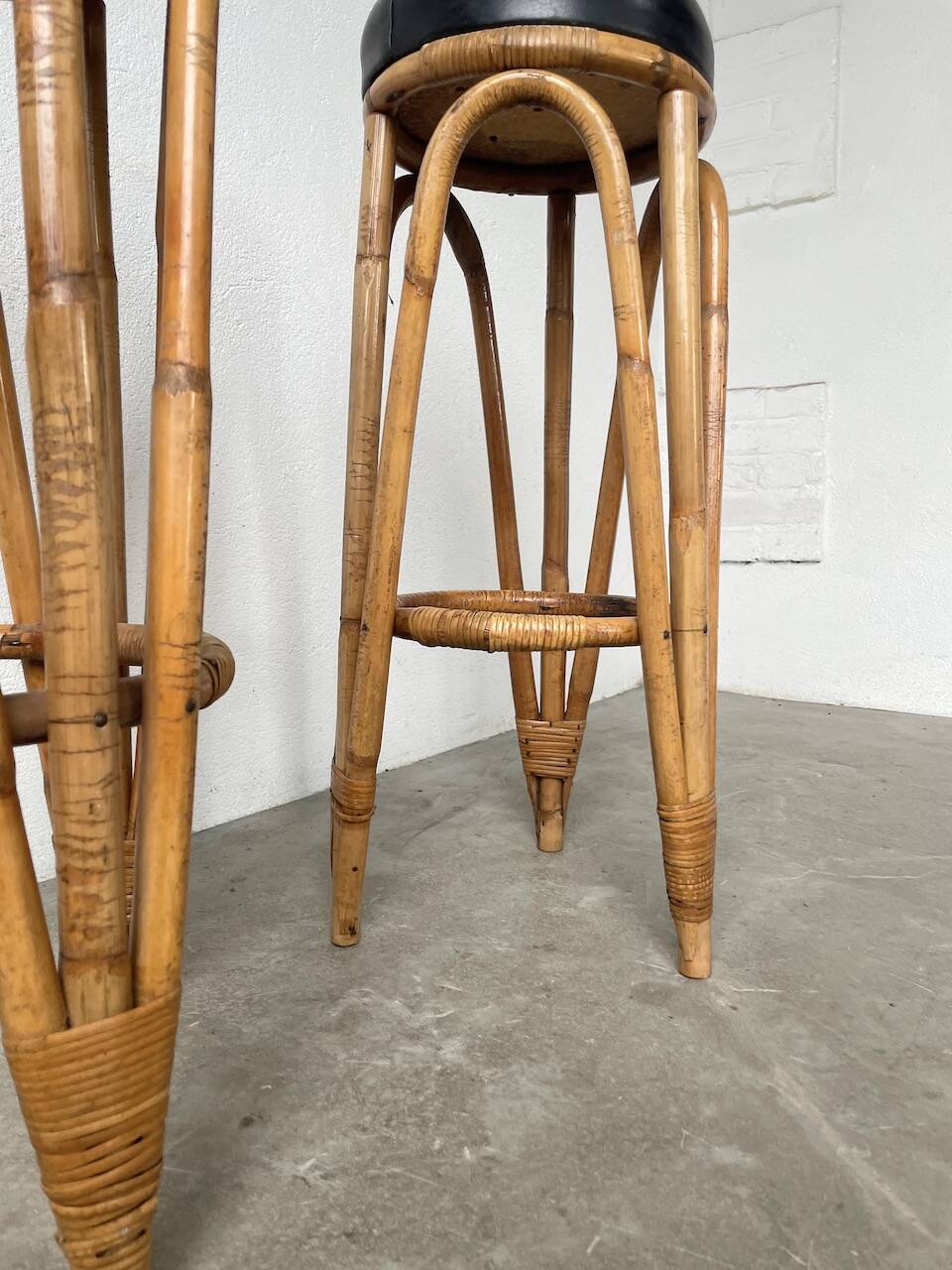 Pair of high rattan stools