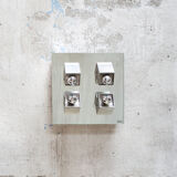 Mirror ceiling lamp in aluminum and steel Eval Italia 70s