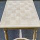 Extendable rectangular farmhouse table renovated oak and marquetry 255cm