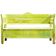 Old painted pine bench in multicolour, 180 cm long, high back, original paint.