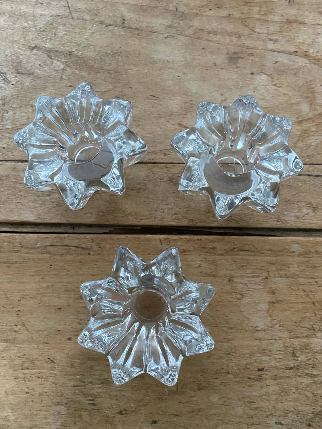 Set of 3 Pierre d'Avesn style glass candle holders