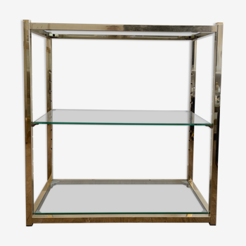 Console en verre et métal doré 1980