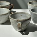 Set of 5 Indonesian ceramic handle coffee cups