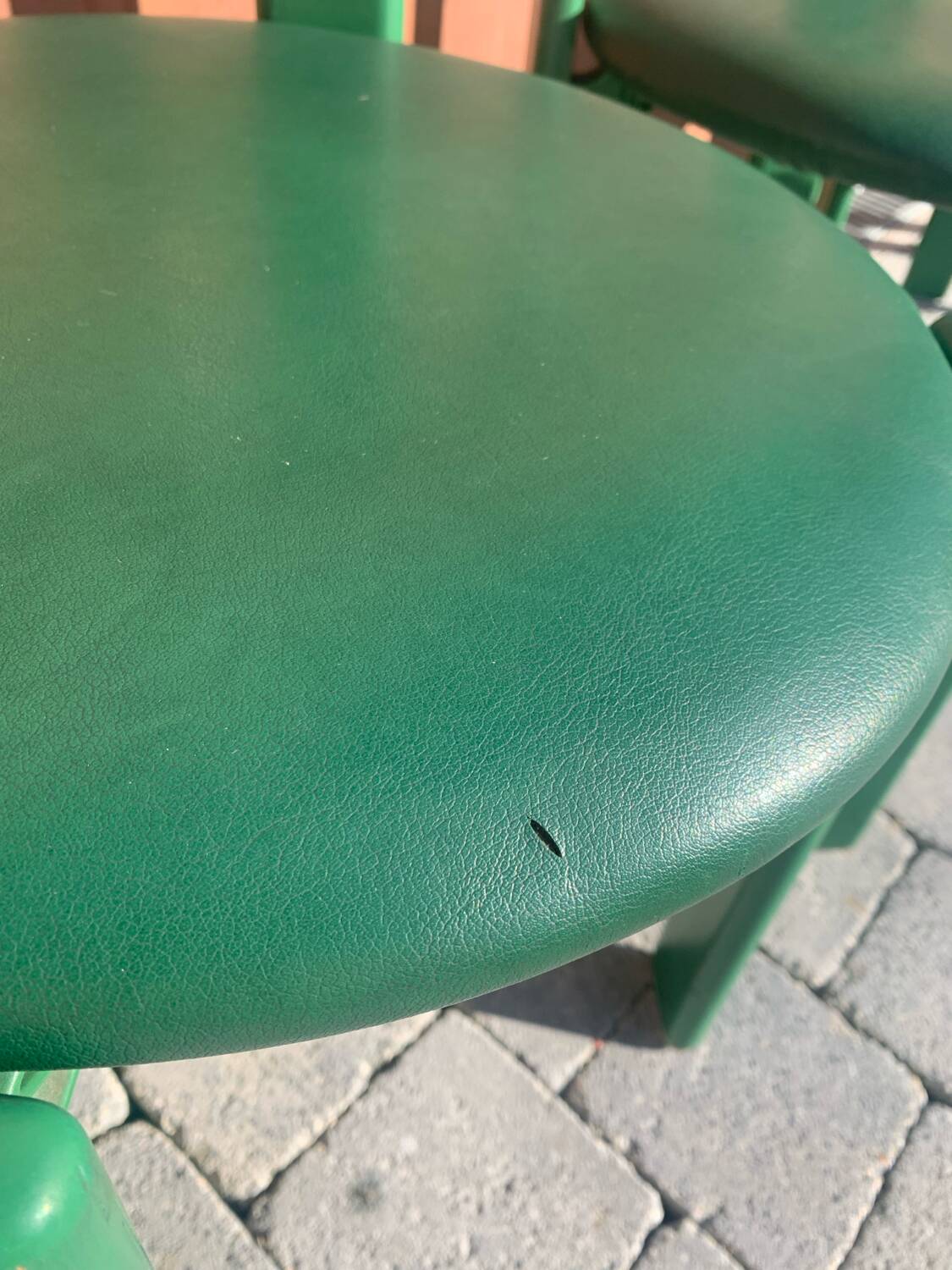6 Bruno Rey Kush & co Green Stackable Chairs Circa 1970