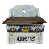 Matchbox in iridescent earthenware wall-mounted orange decor