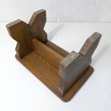 Old small bench in solid oak wood vintage step stool