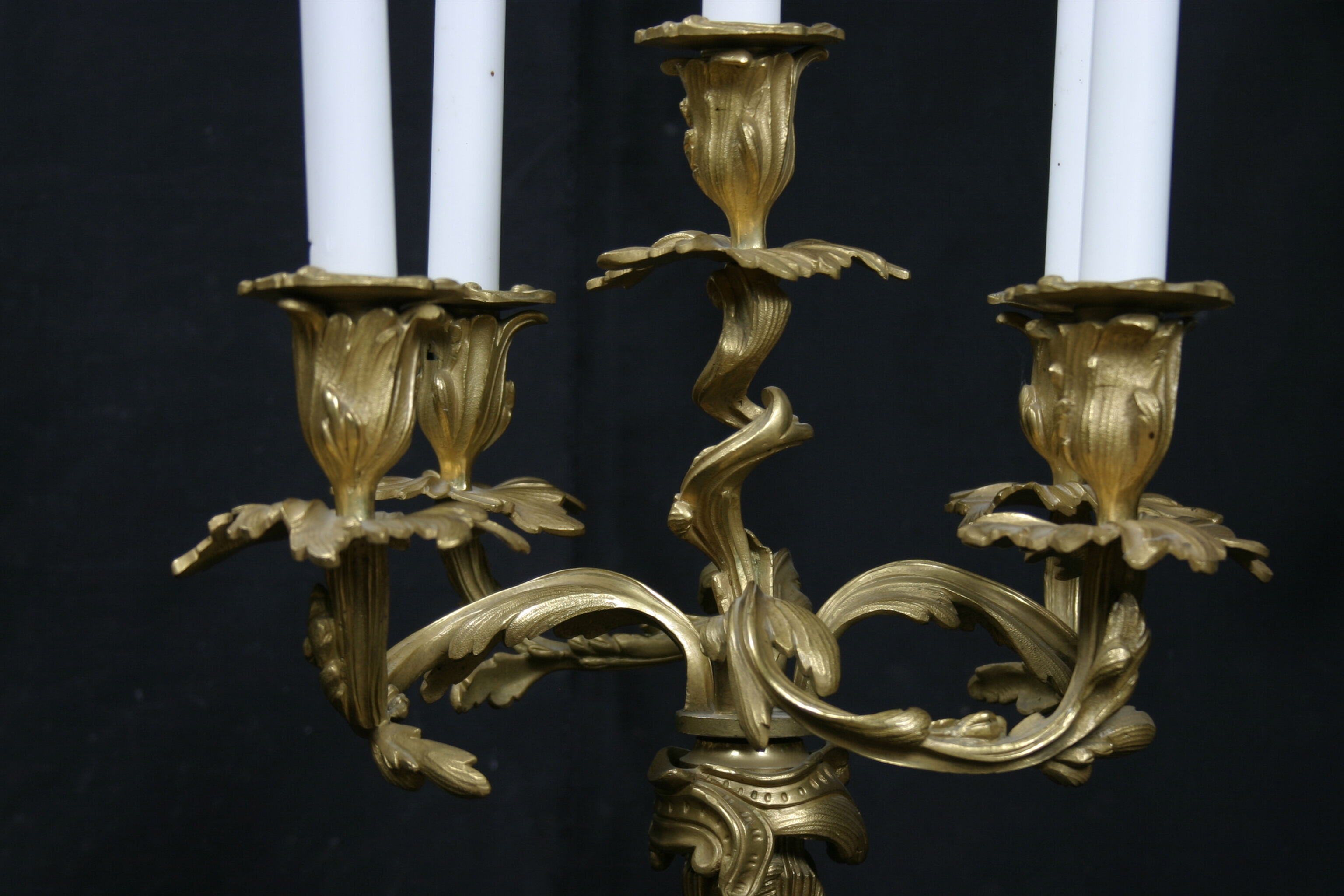 Pair of candelabra of time Napoleon III bronze, Style Louis XV