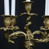 Pair of candelabra of time Napoleon III bronze, Style Louis XV
