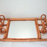 Patères-miroir en rotin