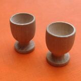 Two shells on foot shower turned wood raw finish